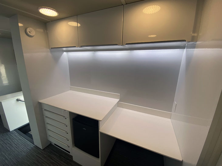 Mobile Clinical Trials Bus Interior Cabinets