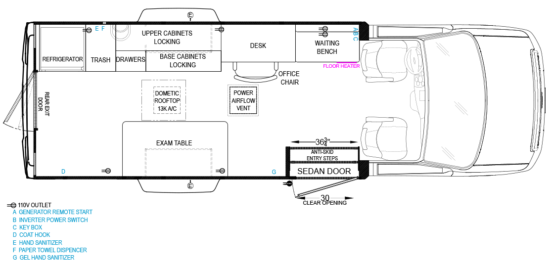 One Room Mobile Medical Clinic Floorplan
