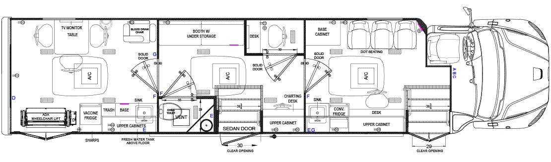 3 Room Clinic with Blood Draw Chair ADA Entrance Gibson Floorplan