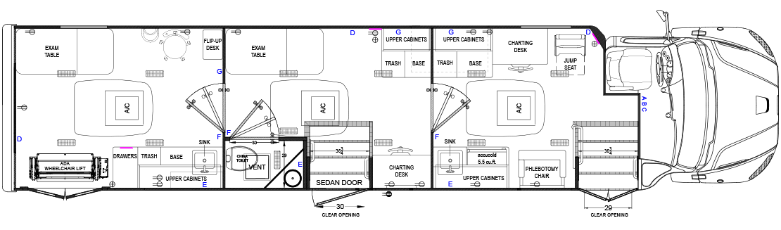 3 Room Clinic with Blood Draw Chair ADA Entrance Floorplan